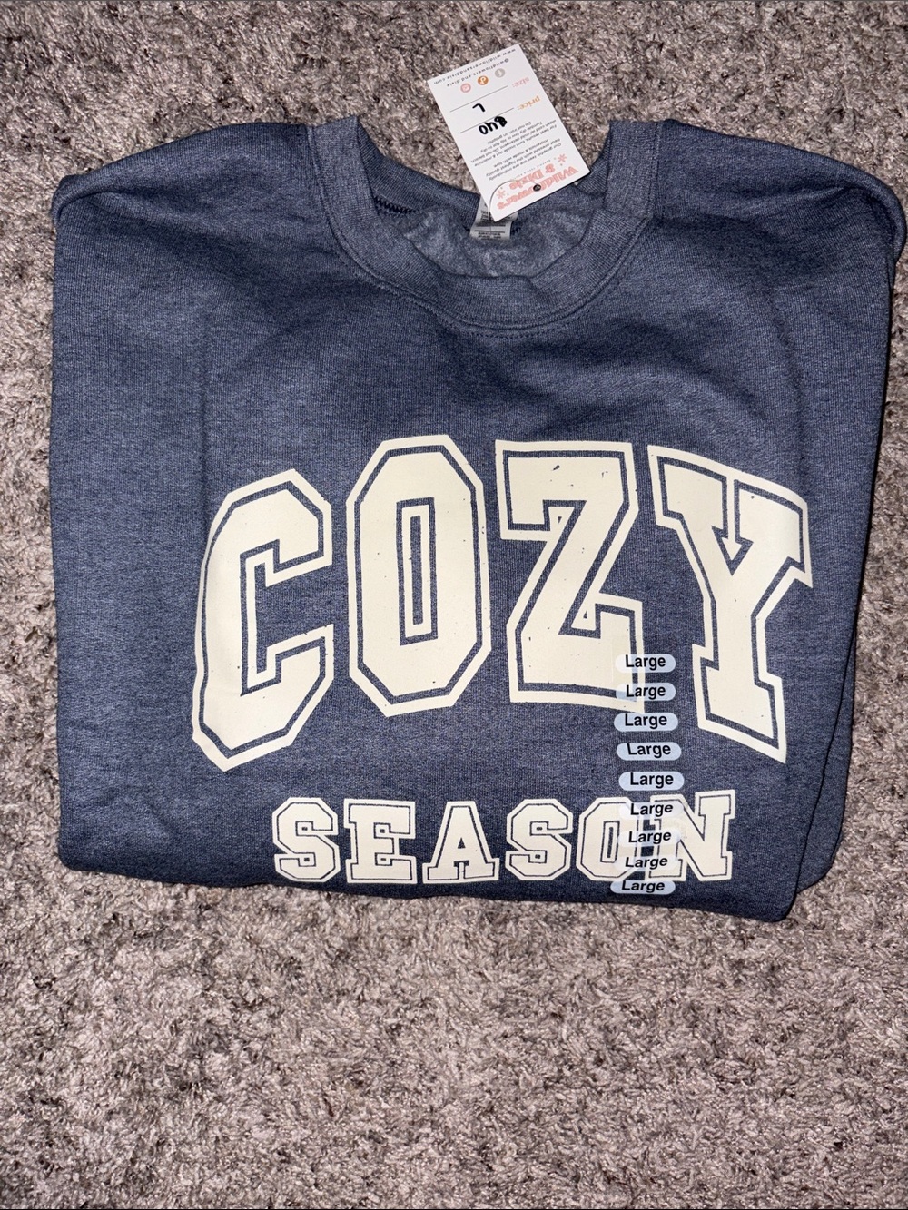Gildan Navy 'COZY SEASON' Graphic Crewneck Sweatshirt